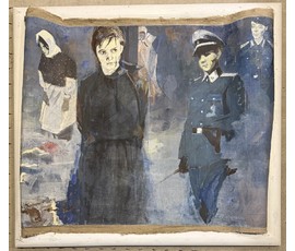 Дорошевич Ф.И "Цверда трымалась яна на дапросе...". Холст, масло. Размер 100х75 см. № 3719