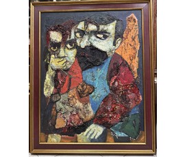 Акулов В.И "Любовная тайна", 2002г. Оргалит, масло. Размер 90х70 см.. № 3319