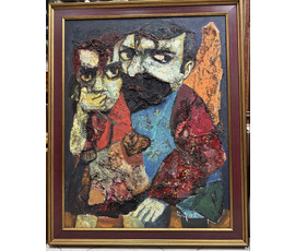Фото: Акулов В.И "Любовная тайна", 2002г. Оргалит, масло. Размер 90х70 см.. № 3319 - Артикул №3319