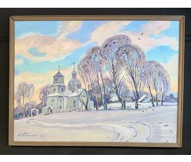 Фото: Поплавский Г.Г "Церковь в Порприщах", 2015г. Холст, масло. Размер с рамой 58х78 см. № 3723 - Артикул №3722