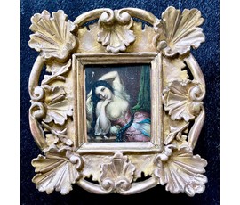 "Одалиска", Италия, 18/19 век. Живопись на цинковой пластине, в родной барочной раме. Размер 10х8,5 см. С рамой 21х22см. № 2403