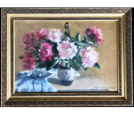 Исаёнок Мария Ивановна. " Пивоны ". 2002г. 40х60см. № 1891