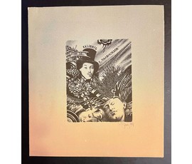 Селещук Н.М. Каталожный экслибрис "К.Палянскага",1984г. Литография. Размер 9,5х7,7 см. № 2000