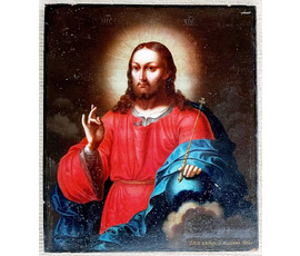 Господь Вседержитель. Подписная. 1824г. Машков Е.В. (1748-1828) Санкт-Петербург. Масло, доска. Размер 33х39 см. № 2066