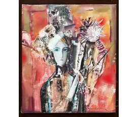 Герасимов В.А "Женщина с цветами", 2004г. Холст, масло. Размер 69х79 см. № 2219