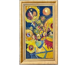Кищенко А.М "Подсолнухи". Холст, масло. Размер 100,5х51см. № 3195