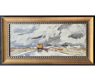 Кубарев В.Г. " Большой и поменьше". ДВП, масло. Размер 32х75,5 см. с рамой 46х89 см. (артикул №615) - фото №1