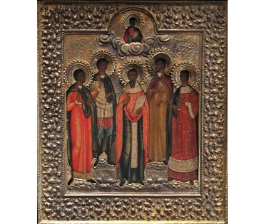 Икона "Собор Святых со св. Евгением". Москва, XIX век НЕТ В НАЛИЧИИ (артикул №180) - фото №1