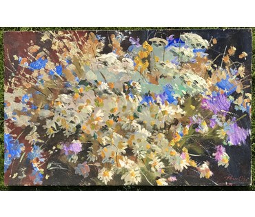 Стасевич И.Н. "Кветкі Радзімы",1965 г.Картон, масло. Размер 100х70 см. (артикул №816) - фото №5