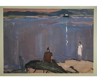 Кубарев В.Г. "Романтика", бумага, акварель. Размер 74,5х95,5 см. с рамой и паспарту. (артикул №887) - фото №2