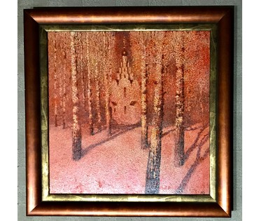 Казаков Б.И "Морозный день", 2007г. ДВП, темпера. Размер 50/50 см, 62/62 см с рамой. № 1446 (артикул №1446) - фото №4