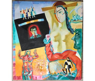 Зайцев Ю.К. (ЗЮК) "Шагайте,как Шагал с Малевичем шагал", 2013 г. (артикул №1447) - фото №1