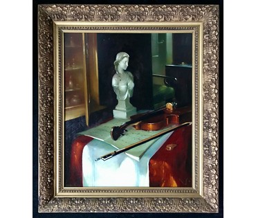 Буель Евгений Иосифович (1951 г.р.) "Натюрморт со скрипкой", 1996 год (артикул №1476) - фото №1