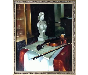 Буель Евгений Иосифович (1951 г.р.) "Натюрморт со скрипкой", 1996 год (артикул №1476) - фото №2