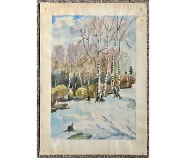 Зарицкий Э.М. Акварель "Март", 1984 год; 43/30 см (артикул №1498) - фото №2