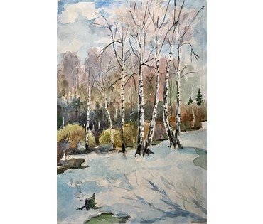 Зарицкий Э.М. Акварель "Март", 1984 год; 43/30 см (артикул №1498) - фото №4