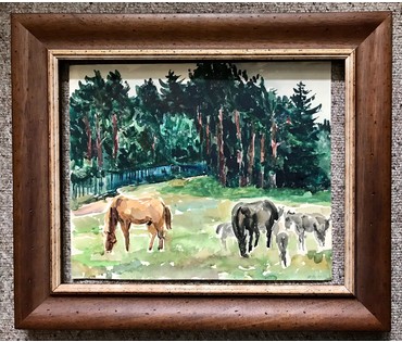 Михеева В.Н. Акварель "Лошадки", 1970 год; 46х38 см (артикул №1505) - фото №2