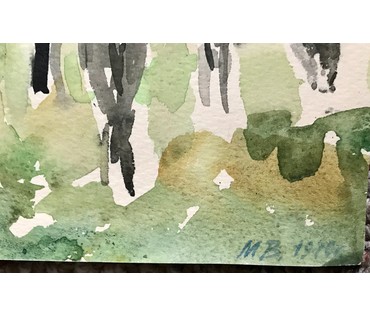 Михеева В.Н. Акварель "Лошадки", 1970 год; 46х38 см (артикул №1505) - фото №3