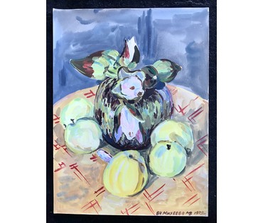 Михеева В.Н. "Натюрморт с водными лилиями". Акварель; 48х36 см (артикул №1544) - фото №1