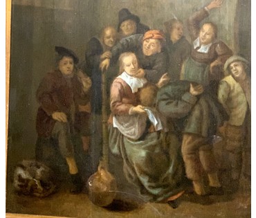 НЕТ В НАЛИЧИИ Ян Минсе Моленар (J.M.Molenaer) (1610 – 1668 г.). "Сцена в таверне", Первая половина XVII века, Западная Европа (Малые голландцы, Голландия) НЕТ В НАЛИЧИИ (артикул №1595) - фото №4