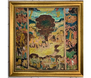 Кищенко А.М. "Будущий триптих",1983г. Картон, масло. Размер с рамой 84х84 см. (артикул №1600) - фото №1