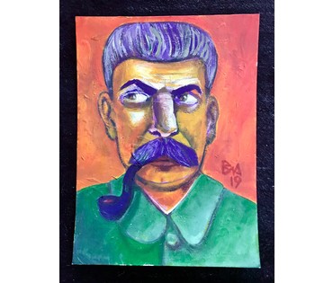 Акулов В.И. "Сталин", 2019 год. Размер 36,7х46,7 см.Картон, акрил. (артикул №1641) - фото №2