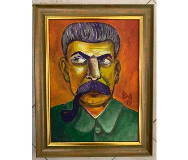Акулов В.И. "Сталин", 2019 год. Размер 36,7х46,7 см.Картон, акрил. (артикул №1641) - фото №1