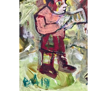 Акулов В.И. "Натации для Каудилио", 2019г. Картон, акрил. Размер 48/33,5 см. (артикул №1668) - фото №3