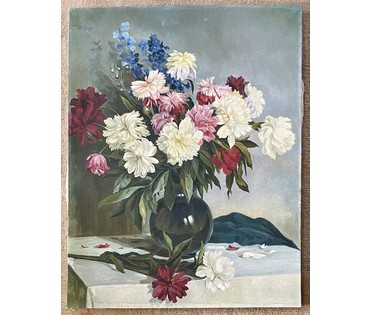 Бржозовский Г.Ф. "Натюрморт с пионами".Холст, масло. Размер 88,5х68 см. (артикул №1678) - фото №3