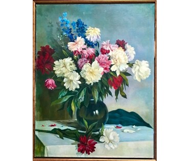 Бржозовский Г.Ф. "Натюрморт с пионами".Холст, масло. Размер 88,5х68 см. (артикул №1678) - фото №2