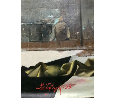 Каталожный Товстик В.А "Вечар у Кёльне",1995 год. Холст, масло. Размер 100х130 см. (артикул №1791) - фото №3