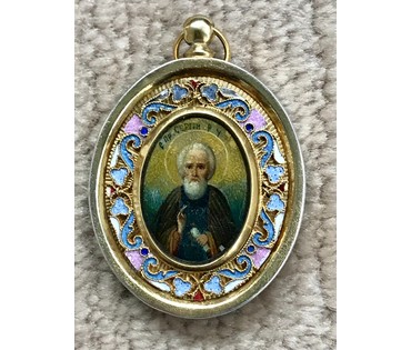 Сергий Радонежский (84), эмали. Размеры 5/4 см. Россия, XIX век (артикул №1795) - фото №1
