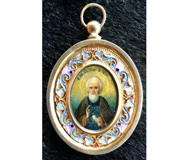 Сергий Радонежский (84), эмали. Размеры 5/4 см. Россия, XIX век (артикул №1795) - фото №5