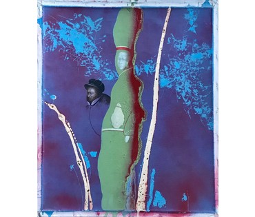 Селещук Н.М. "Пейзаж с портретом", 1990 г. Холст, масло. Размер 46х55 см. (артикул № 1820) - фото №4