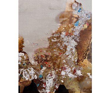 Селещук Н.М. "Соседки", 1995 г. Холст,масло. Размер 35х35 см. с рамой 50х50 см. (артикул №1821) - фото №2