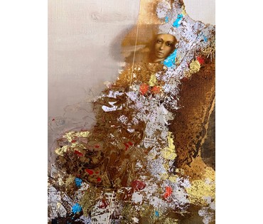 Селещук Н.М. "Соседки", 1995 г. Холст,масло. Размер 35х35 см. с рамой 50х50 см. (артикул №1821) - фото №6