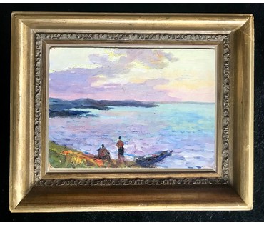 Чепик М.Ф. "На берегу", 1963 год; 24,5/17,5 см без рамки и 34,5/28 см с рамкой (артикул №1821) - фото №6