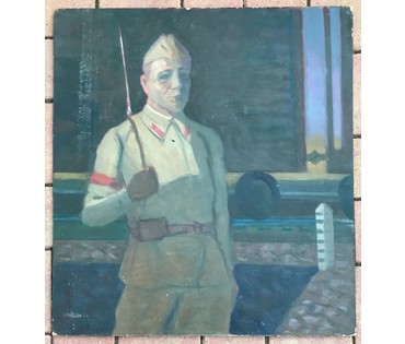 Назаренко Н. П. "На страже Родины", 1966 год; 61/55,7 см без рамы (артикул №1849) - фото №3