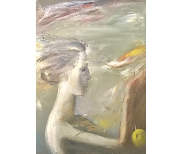 Альшевский Виктор Владимирович. "Девушка с яблоком". 54х71см. (артикул №1878) - фото №1