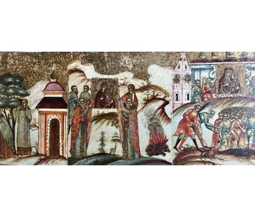 Чудеса Тихвинской Пресвятой Богородицы,18 век.размер 28,5х 22см. Фряжское письмо. № 1942 (артикул №1942) - фото №2
