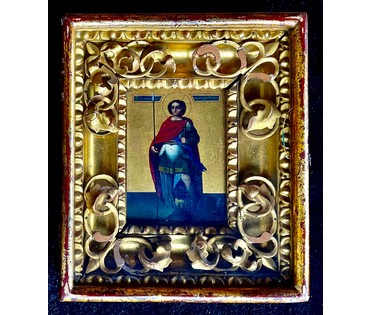 Дмитрий Миротворец. Афон,19 век. Размер 33/28 в родном киоте. Без киота 18,5/13см. № 1943 (артикул №1943) - фото №4