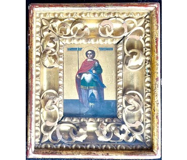 Дмитрий Миротворец. Афон,19 век. Размер 33/28 в родном киоте. Без киота 18,5/13см. № 1943 (артикул №1943) - фото №5