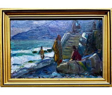 Красовский Е.Е 1975г. Гагра, с родной рамой. Размер 29х19 см., с рамой 23х33 см. (артикул № 1969) - фото №3