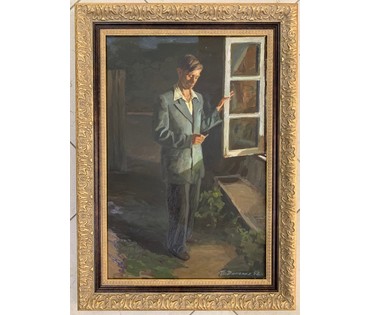Данелия П.А "Ожидание",1952г. Картон, масло. Размер 48х32,5 см. (артикул № 1970) - фото №1