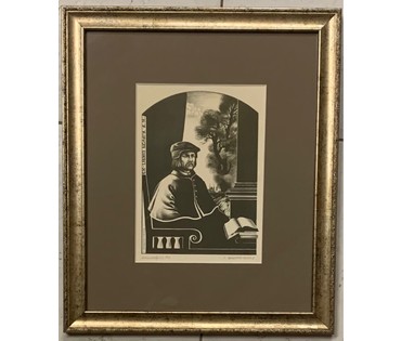 Скрипниченко Г.С. Художник-сюрреалист, "белорусский Дали". Экслибрис. Белага А.Я. 1970г. Тушь,размер 16х23 см. С рамой 30,5х36 см. № 1986 (артикул №1986) - фото №1