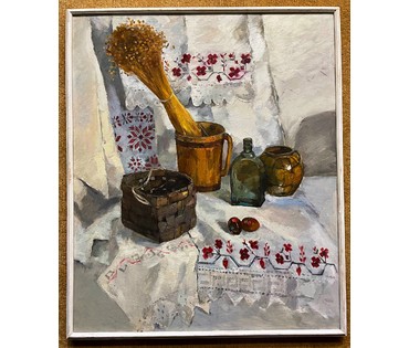 Шарипо П.П. "Нацюрморт з кошыкам" 2005г. Холст, масло. Размер 90х75 см. (артикул № 2010) - фото №1