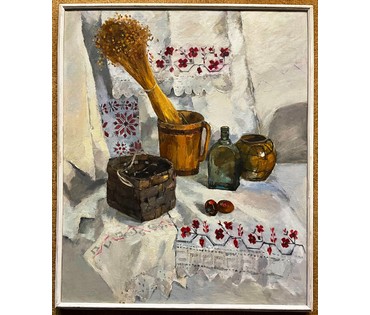 Шарипо П.П. "Нацюрморт з кошыкам" 2005г. Холст, масло. Размер 90х75 см. (артикул № 2010) - фото №3