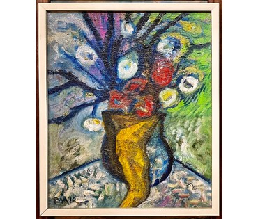 Акулов В.И. "Букет с оранжевой драпировкой" в родной раме. Холст,масло. Размер 53,5х63,5 см. (артикул № 2025) - фото №2