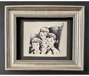 Селещук Н.М. "Будем силы набираться". Тушь. Размер 13,3х10,5 см. (артикул № 2058) - фото №3