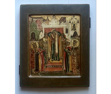 Воздвижение Креста Господня. Москва,17 век. Размер 31х36 см. № 2074 (артикул №2074) - фото №2